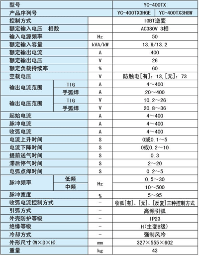 YC-400TX参数
